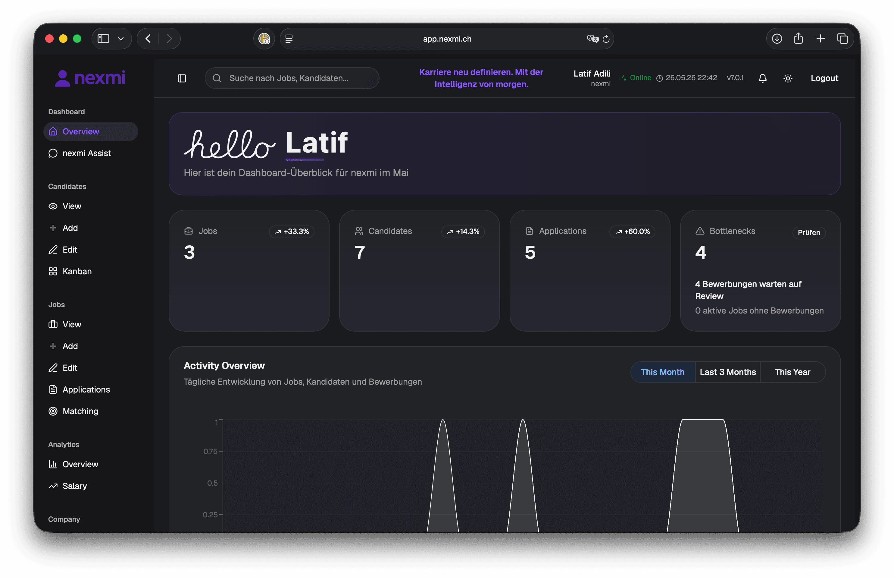 nexmi Dashboard - Dark Mode