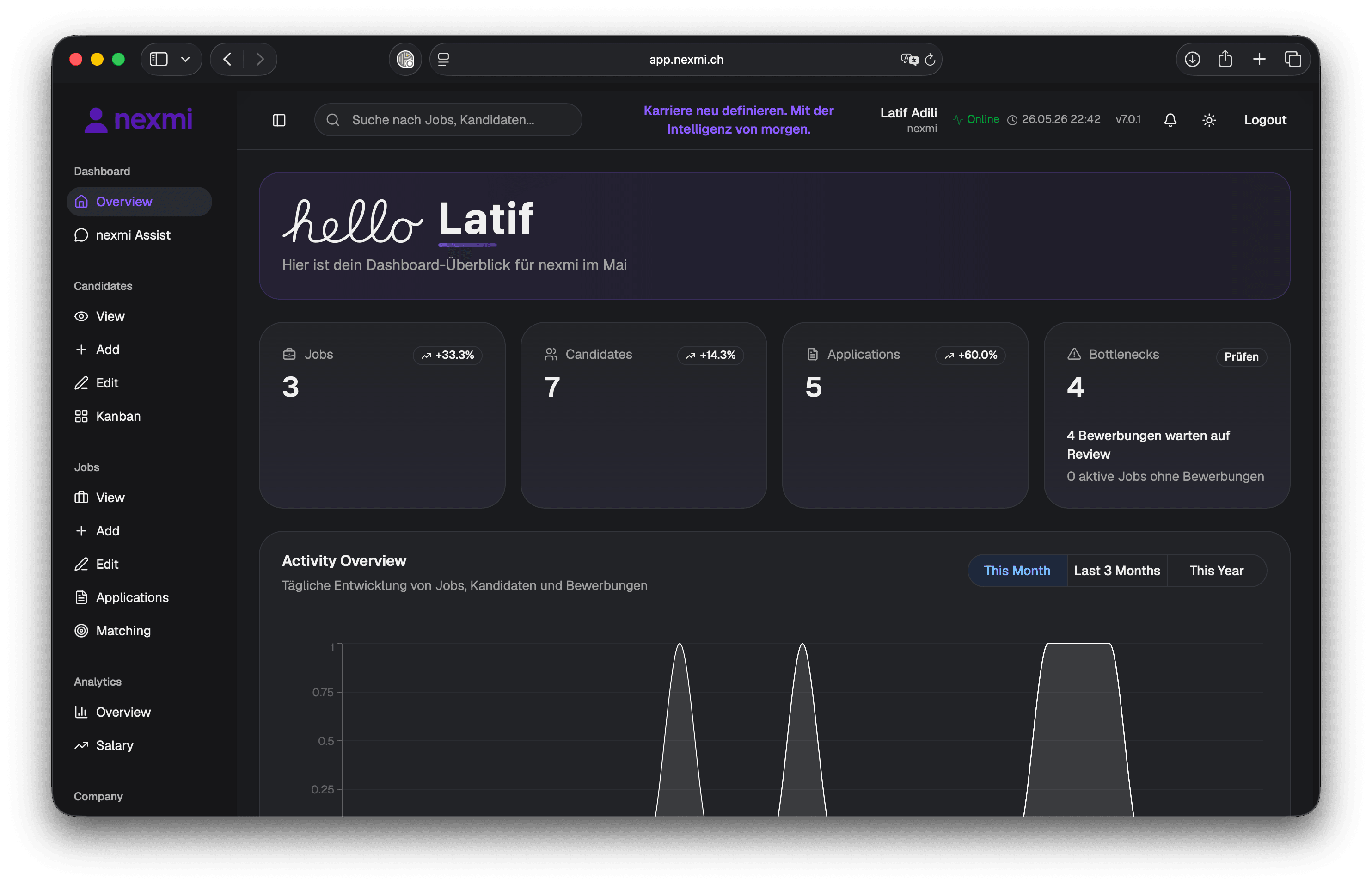 nexmi Dashboard - Dark Mode